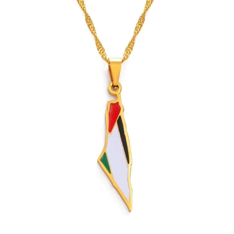 Collar Mapa de Palestina - Edición Chapado en Oro