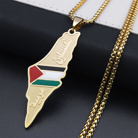Collar Mapa de Palestina - Edición Chapado en Oro