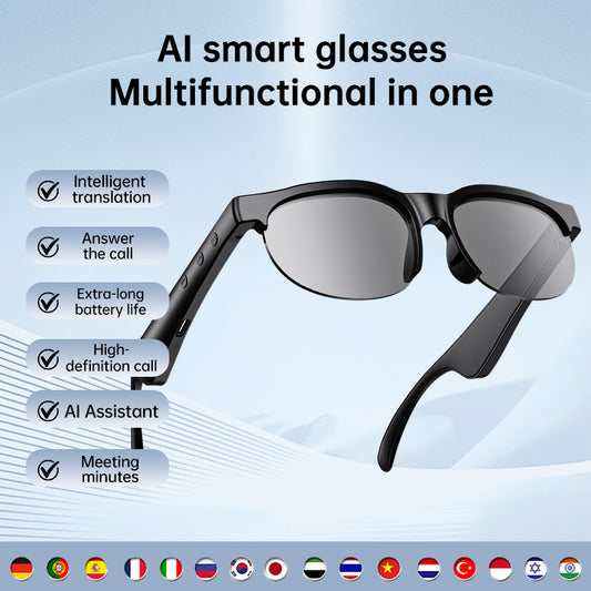 Gafas inteligentes con IA: audio Bluetooth, asistente de voz y traducción