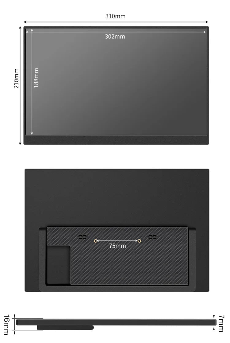 Monitor portátil para juegos de 14" – 60 Hz FHD USB-C/HDMI